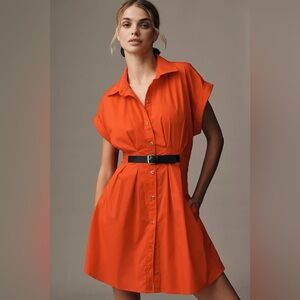 NWT Size LP - Anthropologie The Faye Belted 100% Cotton Shirt Dress (NWT US$168)
